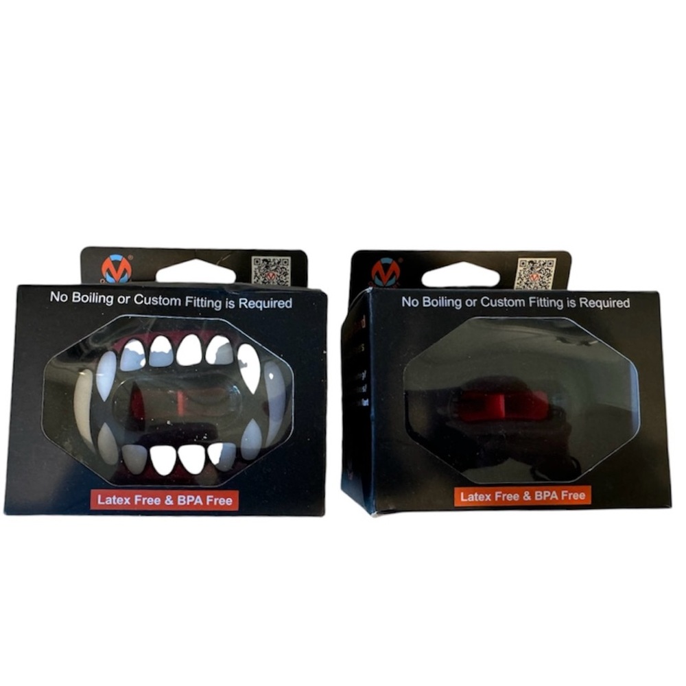 NWT Set 2 Mouthguards Oral Mart Flag Football Lacrosse Vampire Fangs Black